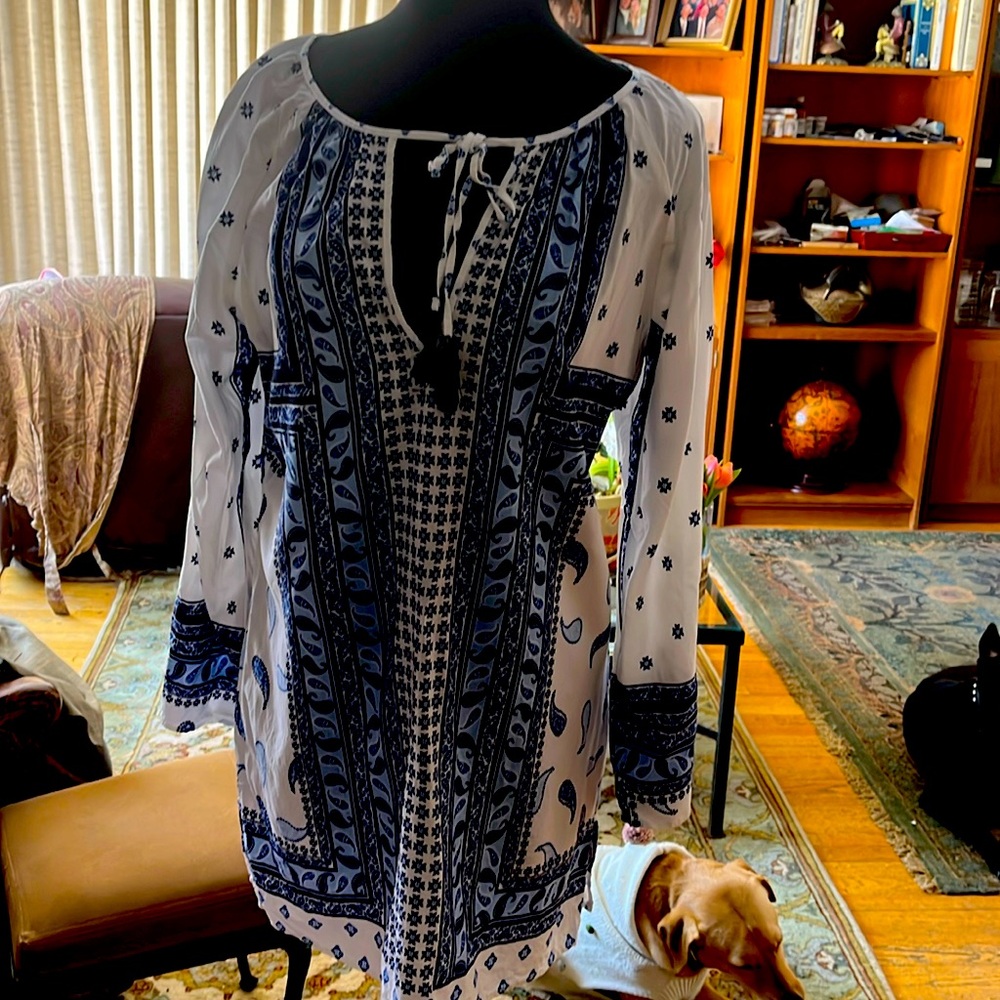 Tommy Bahama paisley blue and white dress